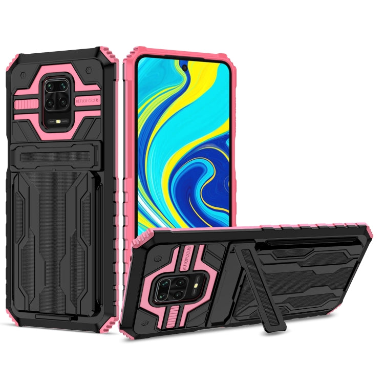 For Xiaomi Redmi Note 9S Armor Card PC + TPU Shockproof Case with Card Slot & Invisible Holder