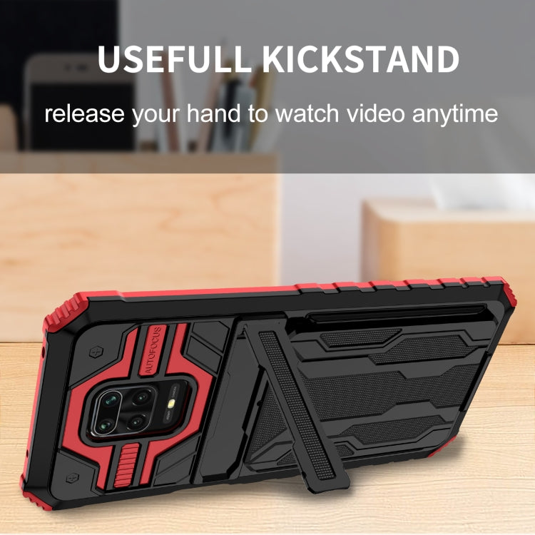 For Xiaomi Redmi Note 9S Armor Card PC + TPU Shockproof Case with Card Slot & Invisible Holder