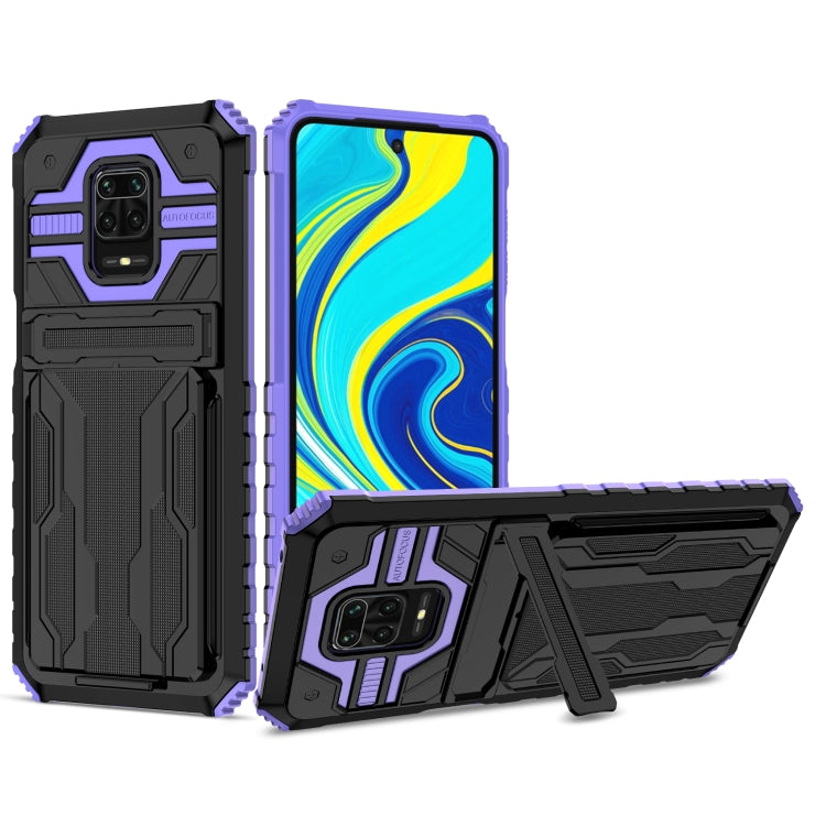For Xiaomi Redmi Note 9S Armor Card PC + TPU Shockproof Case with Card Slot & Invisible Holder