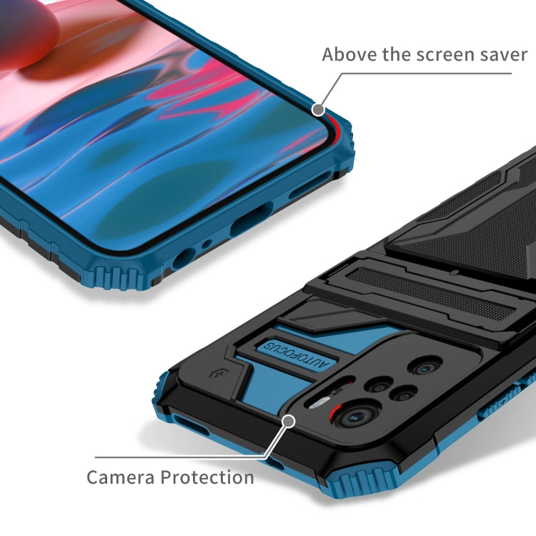 For Xiaomi Redmi Note 10 4G Armor Card PC + TPU Shockproof Case with Card Slot & Invisible Holder