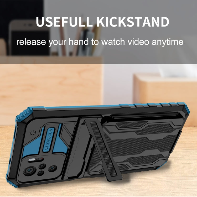 For Xiaomi Redmi Note 10 4G Armor Card PC + TPU Shockproof Case with Card Slot & Invisible Holder