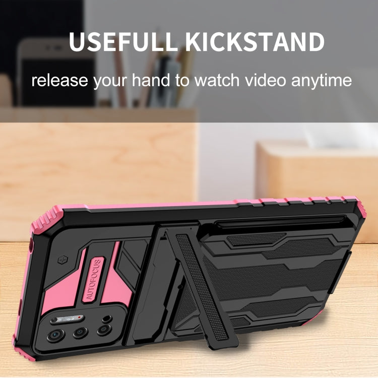 For Xiaomi Redmi Note 10 5G Armor Card PC + TPU Shockproof Case with Card Slot & Invisible Holder