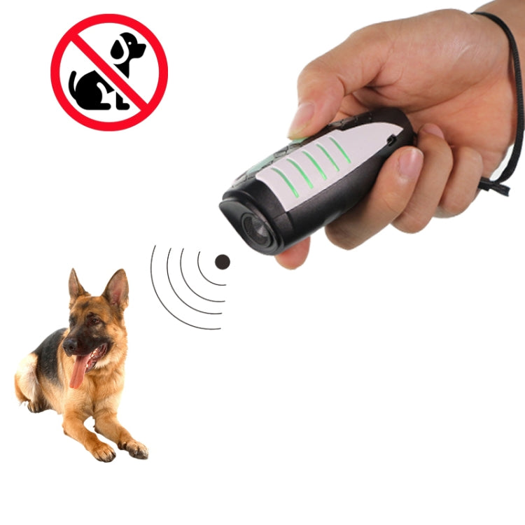 RC-537 Handheld Portable Ultrasonic Dog Repeller with Lanyard(Black + White)