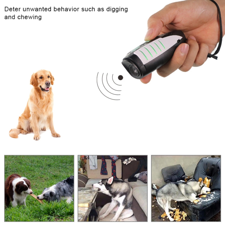 RC-537 Handheld Portable Ultrasonic Dog Repeller with Lanyard(Black + White)