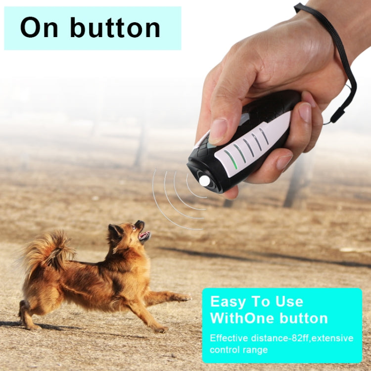 RC-537 Handheld Portable Ultrasonic Dog Repeller with Lanyard(Black + White)