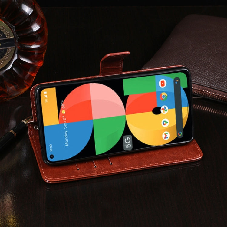 For Google Pixel 5a 5G idewei Crazy Horse Texture Horizontal Flip Leather Case with Holder & Card Slots & Wallet