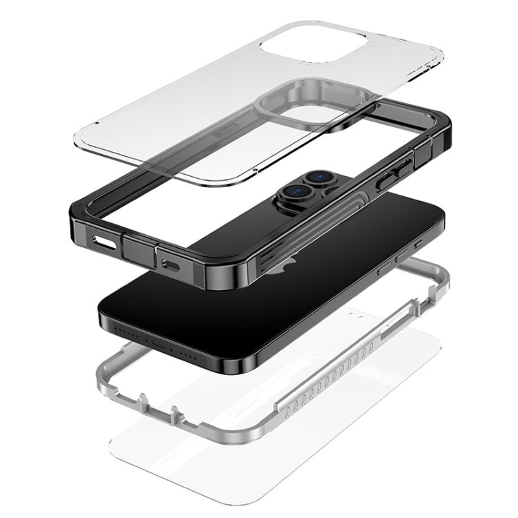 For iPhone 13 Waterproof Dustproof Shockproof Transparent Acrylic Protective Case(Black)