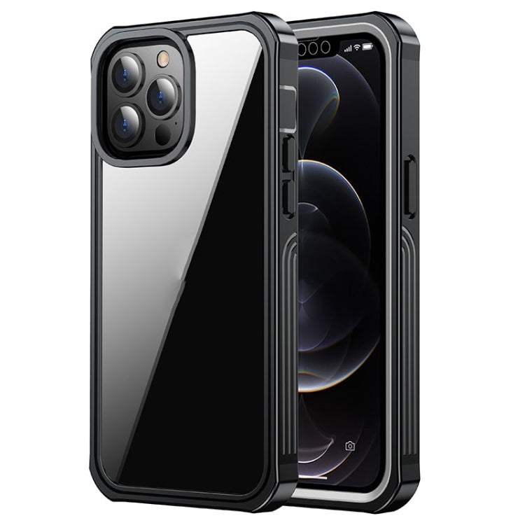 For iPhone 13 Pro Waterproof Dustproof Shockproof Transparent Acrylic Protective Case (Black)