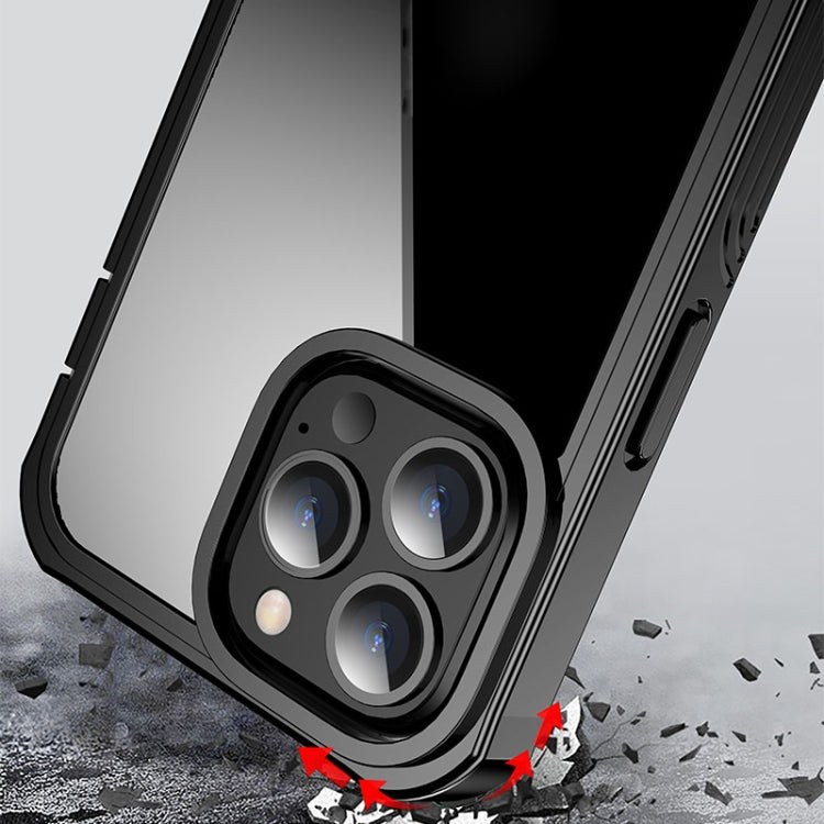 For iPhone 13 Pro Waterproof Dustproof Shockproof Transparent Acrylic Protective Case (Black)