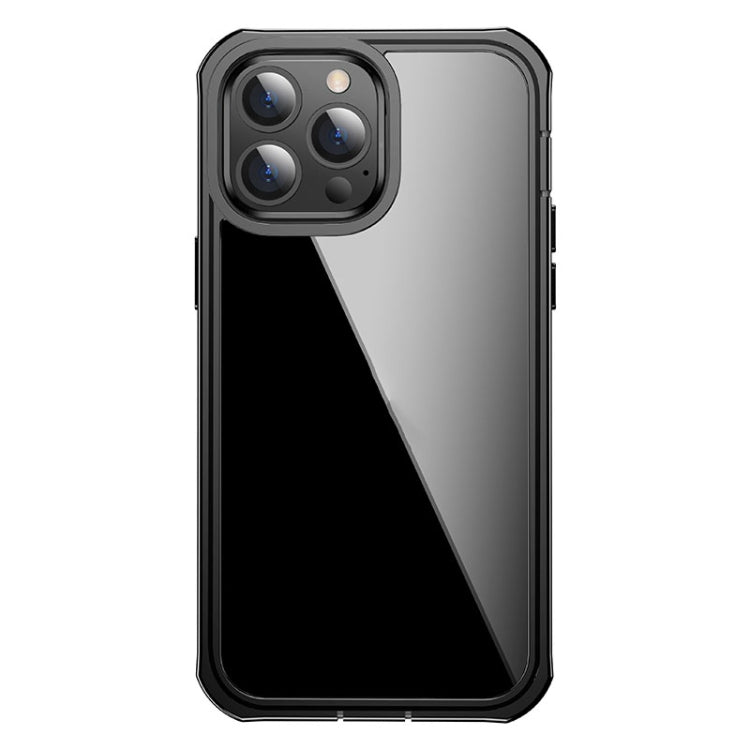 For iPhone 13 Pro Max Waterproof Dustproof Shockproof Transparent Acrylic Protective Case (Black)