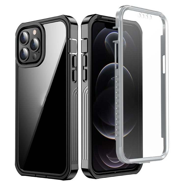 For iPhone 13 Pro Max Waterproof Dustproof Shockproof Transparent Acrylic Protective Case (Black)