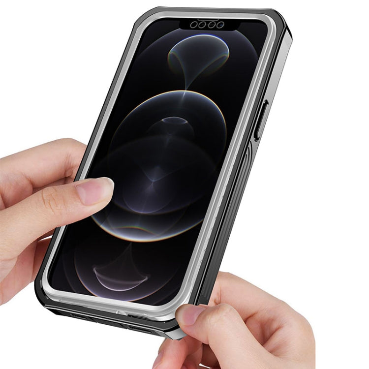 For iPhone 13 Pro Max Waterproof Dustproof Shockproof Transparent Acrylic Protective Case (Black)