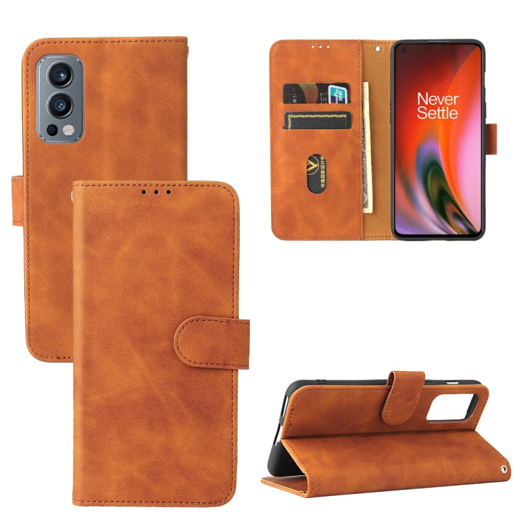 For OnePlus Nord 2 5G Solid Color Skin Feel Magnetic Buckle Horizontal Flip Calf Texture PU Leather Case with Holder & Card Slots & Wallet