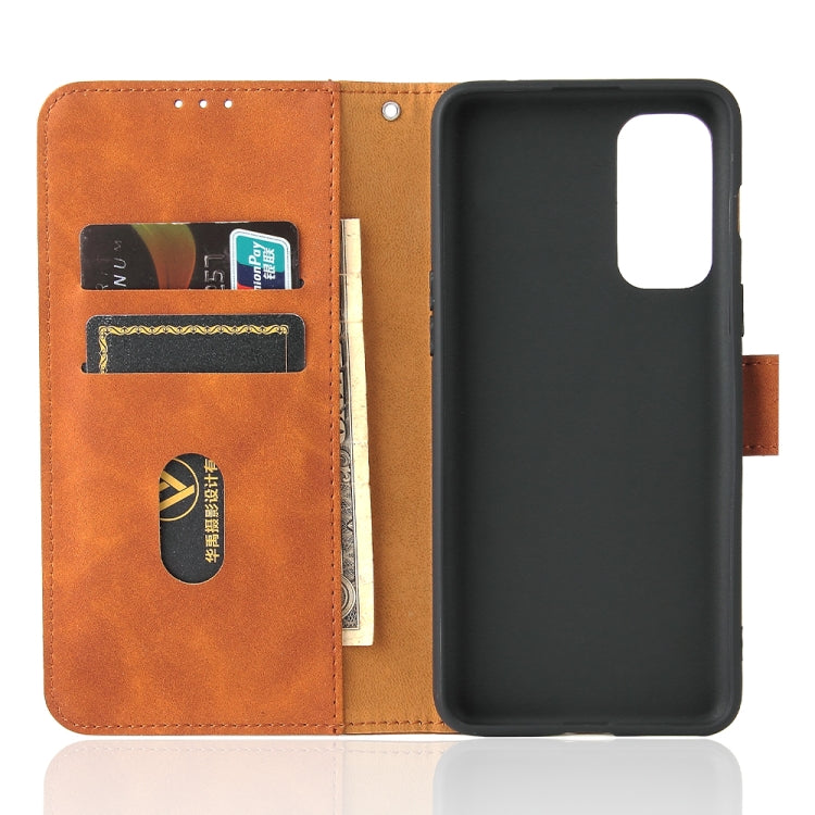 For OnePlus Nord 2 5G Solid Color Skin Feel Magnetic Buckle Horizontal Flip Calf Texture PU Leather Case with Holder & Card Slots & Wallet