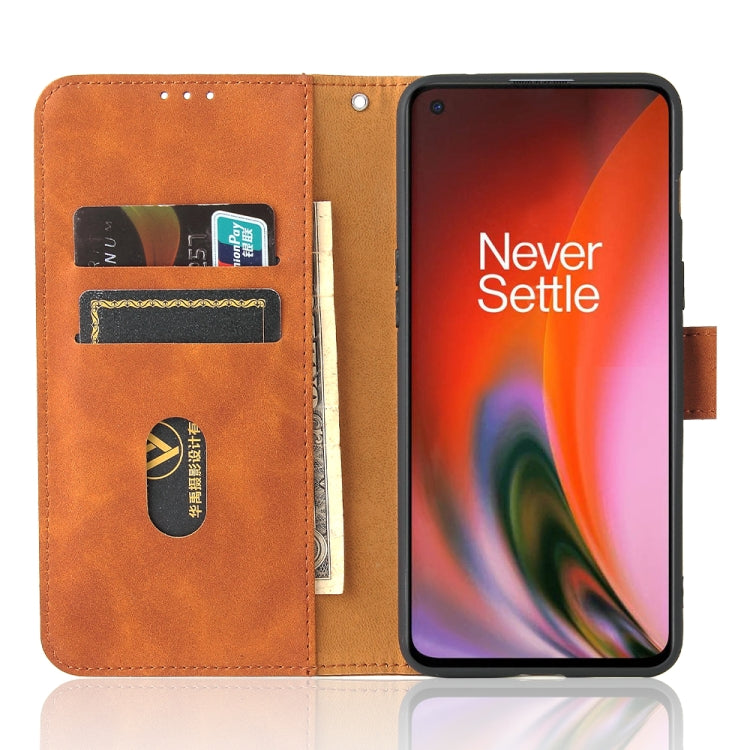 For OnePlus Nord 2 5G Solid Color Skin Feel Magnetic Buckle Horizontal Flip Calf Texture PU Leather Case with Holder & Card Slots & Wallet