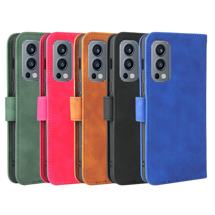 For OnePlus Nord 2 5G Solid Color Skin Feel Magnetic Buckle Horizontal Flip Calf Texture PU Leather Case with Holder & Card Slots & Wallet