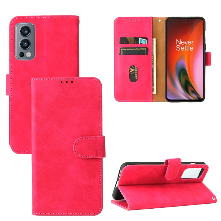For OnePlus Nord 2 5G Solid Color Skin Feel Magnetic Buckle Horizontal Flip Calf Texture PU Leather Case with Holder & Card Slots & Wallet