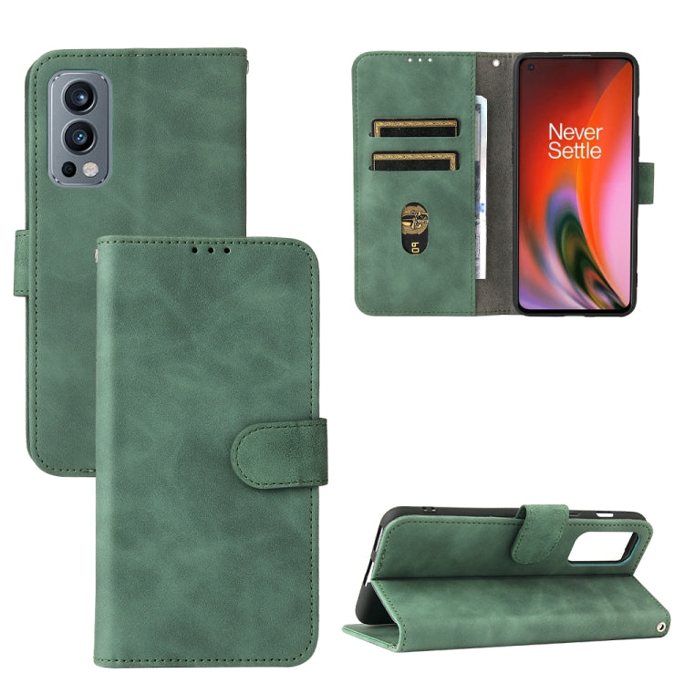 For OnePlus Nord 2 5G Solid Color Skin Feel Magnetic Buckle Horizontal Flip Calf Texture PU Leather Case with Holder & Card Slots & Wallet