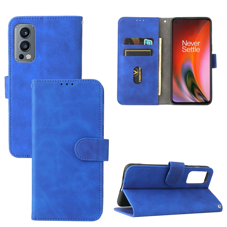 For OnePlus Nord 2 5G Solid Color Skin Feel Magnetic Buckle Horizontal Flip Calf Texture PU Leather Case with Holder & Card Slots & Wallet