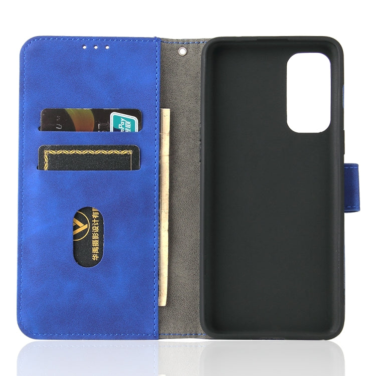 For OnePlus Nord 2 5G Solid Color Skin Feel Magnetic Buckle Horizontal Flip Calf Texture PU Leather Case with Holder & Card Slots & Wallet