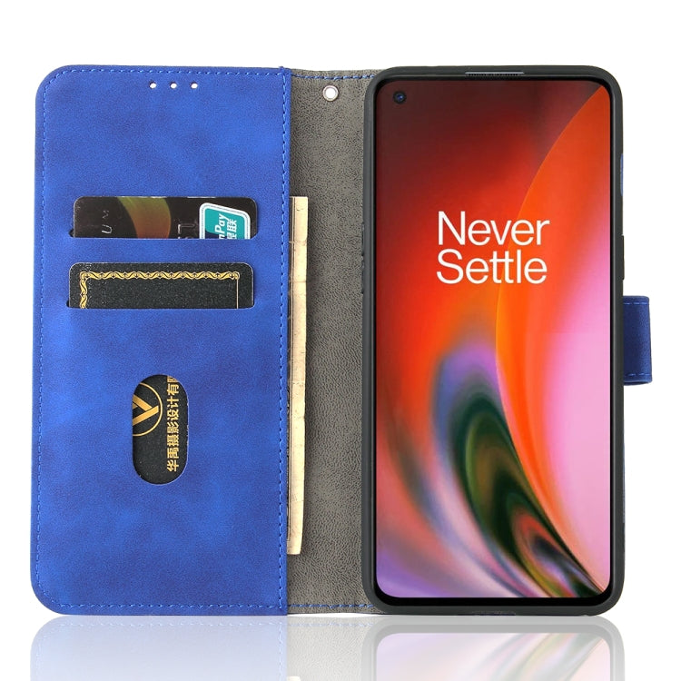For OnePlus Nord 2 5G Solid Color Skin Feel Magnetic Buckle Horizontal Flip Calf Texture PU Leather Case with Holder & Card Slots & Wallet