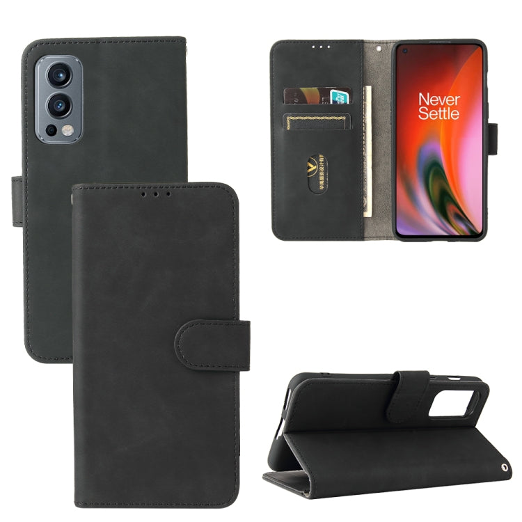 For OnePlus Nord 2 5G Solid Color Skin Feel Magnetic Buckle Horizontal Flip Calf Texture PU Leather Case with Holder & Card Slots & Wallet
