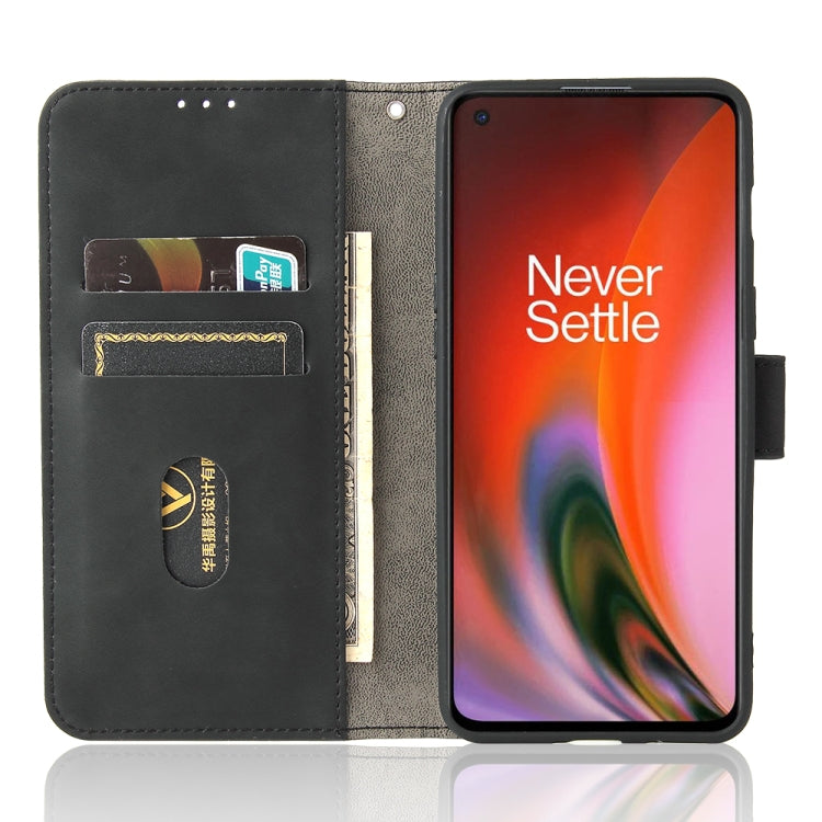 For OnePlus Nord 2 5G Solid Color Skin Feel Magnetic Buckle Horizontal Flip Calf Texture PU Leather Case with Holder & Card Slots & Wallet