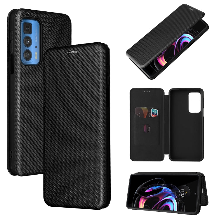 For Motorola Edge 20 Pro Carbon Fiber Texture Horizontal Flip TPU + PC + PU Leather Case with Card Slot