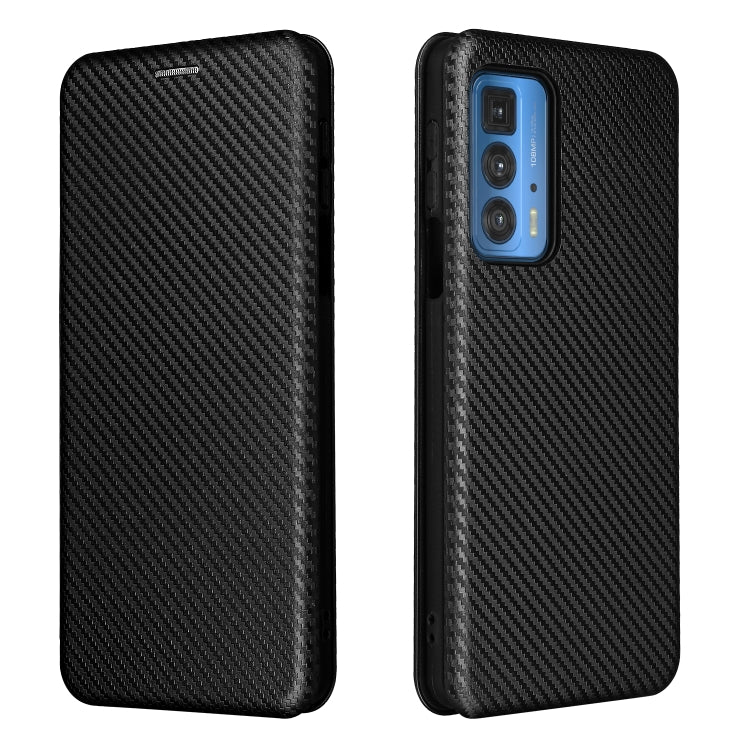 For Motorola Edge 20 Pro Carbon Fiber Texture Horizontal Flip TPU + PC + PU Leather Case with Card Slot
