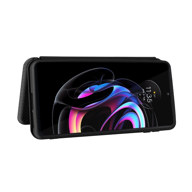 For Motorola Edge 20 Pro Carbon Fiber Texture Horizontal Flip TPU + PC + PU Leather Case with Card Slot