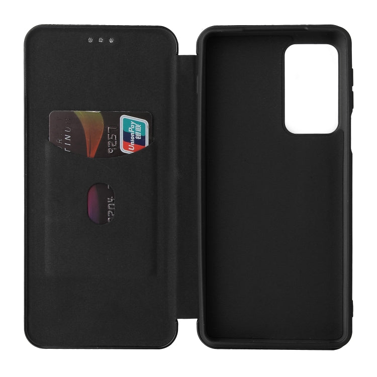For Motorola Edge 20 Pro Carbon Fiber Texture Horizontal Flip TPU + PC + PU Leather Case with Card Slot