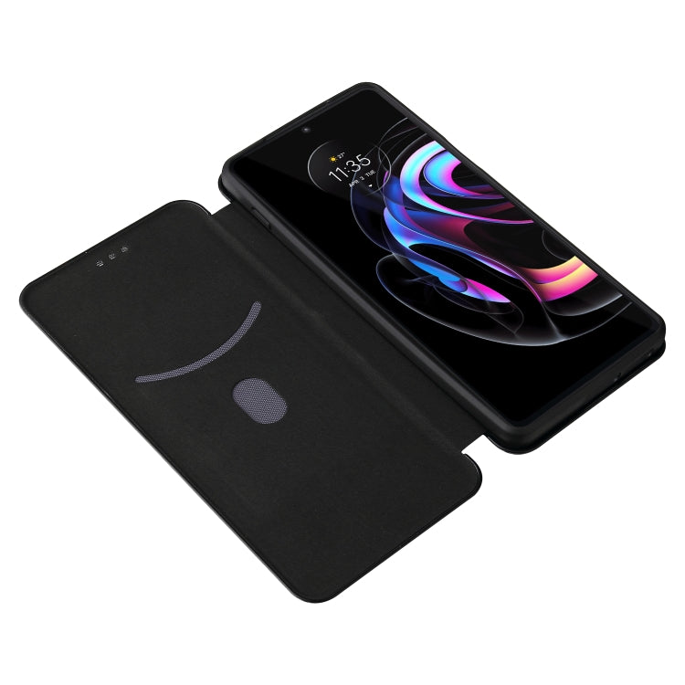 For Motorola Edge 20 Pro Carbon Fiber Texture Horizontal Flip TPU + PC + PU Leather Case with Card Slot