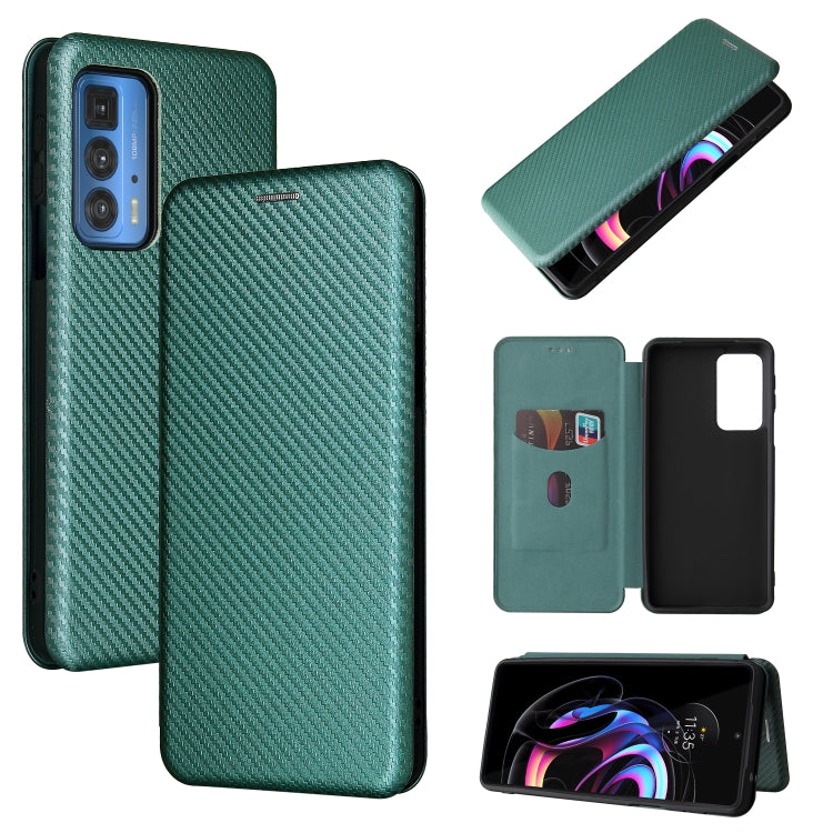 For Motorola Edge 20 Pro Carbon Fiber Texture Horizontal Flip TPU + PC + PU Leather Case with Card Slot