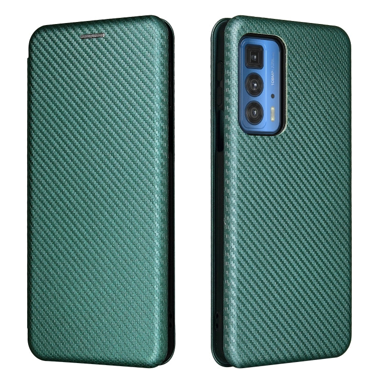 For Motorola Edge 20 Pro Carbon Fiber Texture Horizontal Flip TPU + PC + PU Leather Case with Card Slot