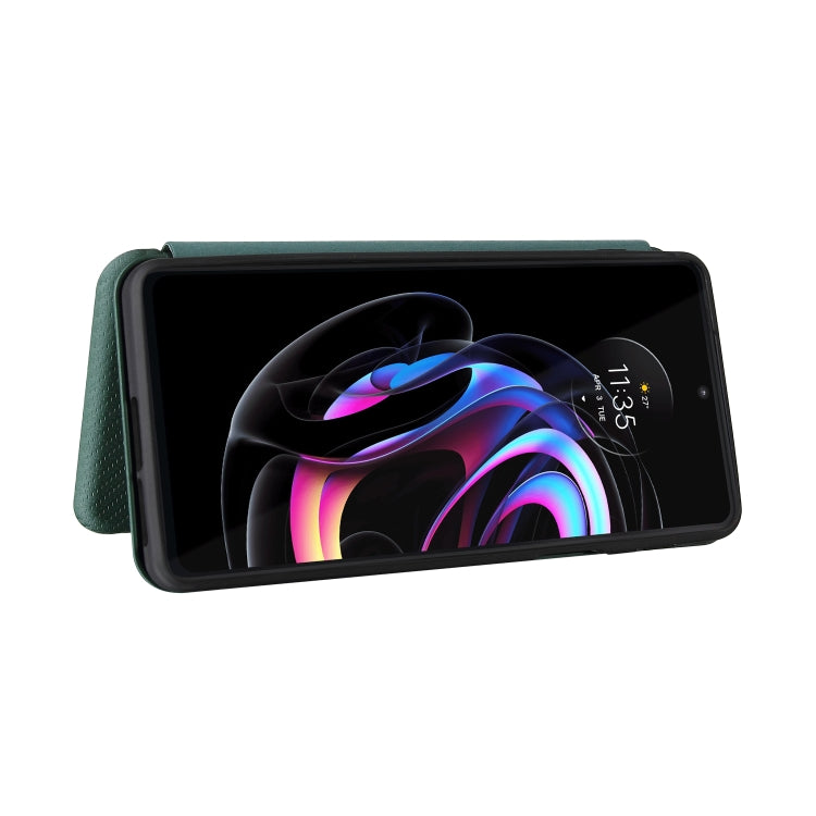 For Motorola Edge 20 Pro Carbon Fiber Texture Horizontal Flip TPU + PC + PU Leather Case with Card Slot