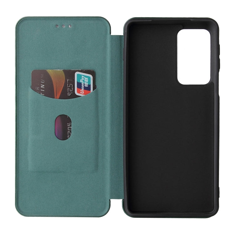 For Motorola Edge 20 Pro Carbon Fiber Texture Horizontal Flip TPU + PC + PU Leather Case with Card Slot