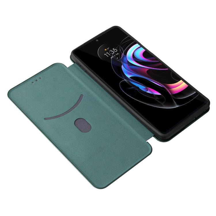 For Motorola Edge 20 Pro Carbon Fiber Texture Horizontal Flip TPU + PC + PU Leather Case with Card Slot