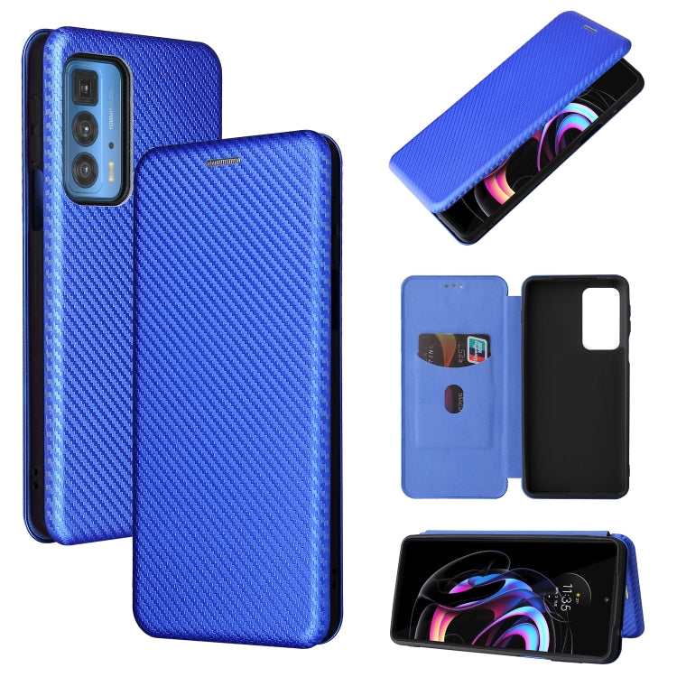 For Motorola Edge 20 Pro Carbon Fiber Texture Horizontal Flip TPU + PC + PU Leather Case with Card Slot