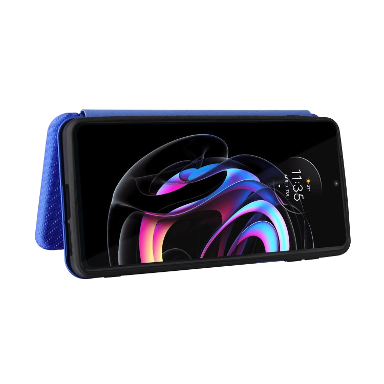 For Motorola Edge 20 Pro Carbon Fiber Texture Horizontal Flip TPU + PC + PU Leather Case with Card Slot