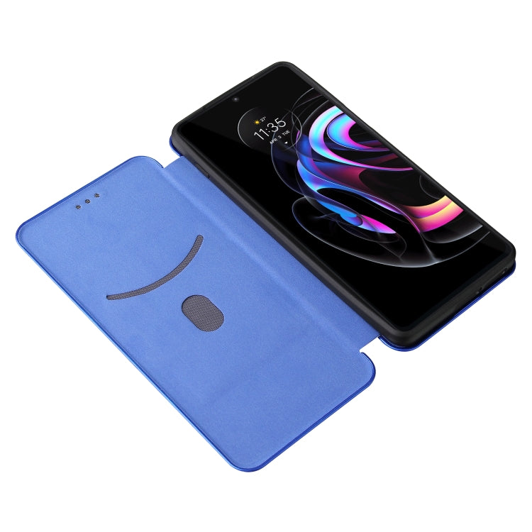 For Motorola Edge 20 Pro Carbon Fiber Texture Horizontal Flip TPU + PC + PU Leather Case with Card Slot