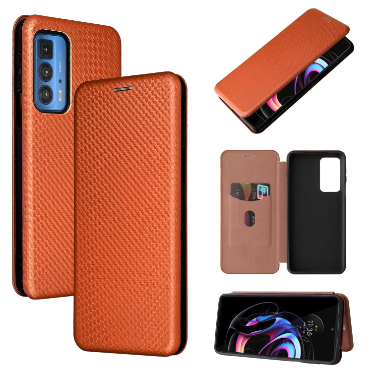 For Motorola Edge 20 Pro Carbon Fiber Texture Horizontal Flip TPU + PC + PU Leather Case with Card Slot