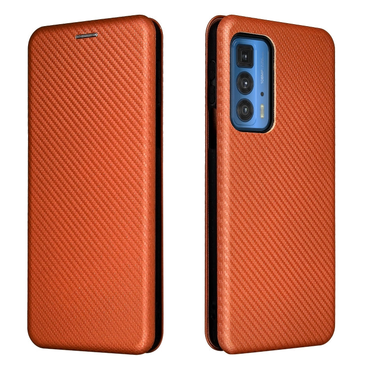 For Motorola Edge 20 Pro Carbon Fiber Texture Horizontal Flip TPU + PC + PU Leather Case with Card Slot