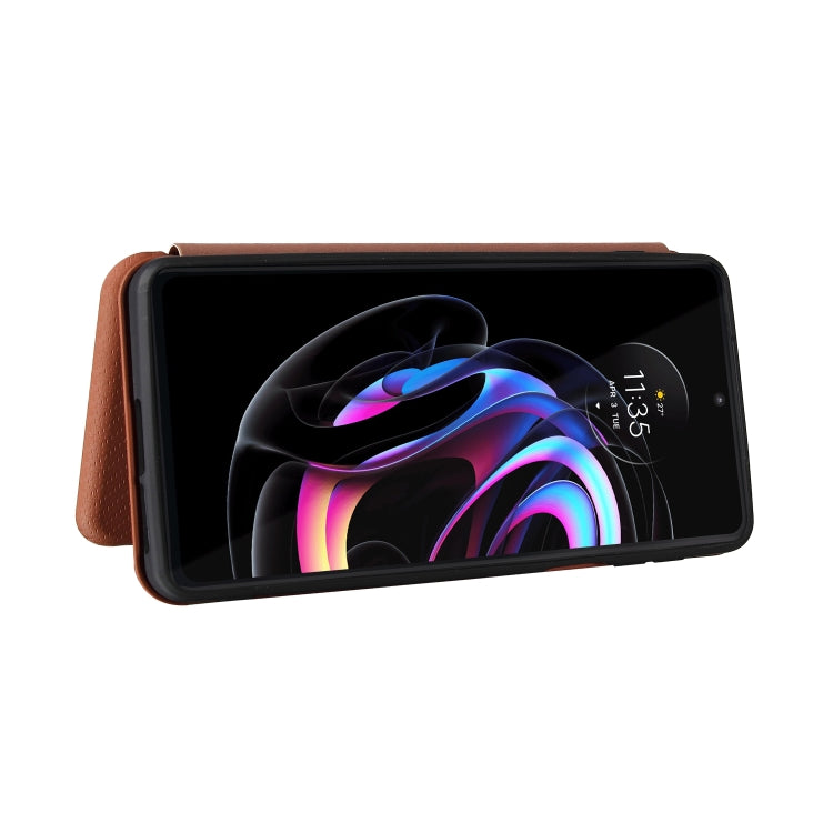 For Motorola Edge 20 Pro Carbon Fiber Texture Horizontal Flip TPU + PC + PU Leather Case with Card Slot