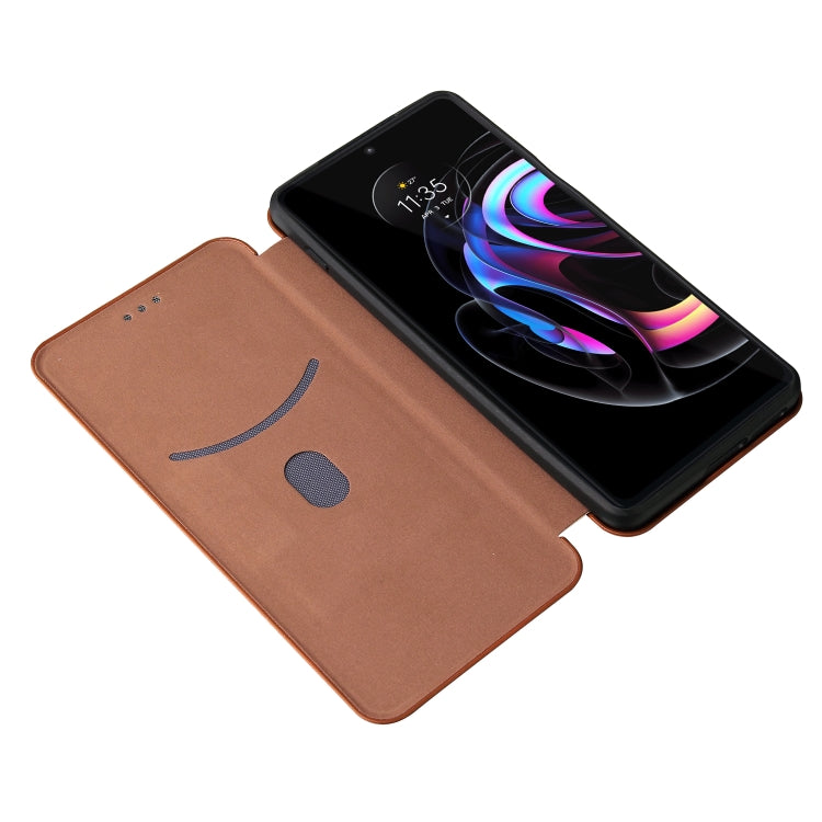 For Motorola Edge 20 Pro Carbon Fiber Texture Horizontal Flip TPU + PC + PU Leather Case with Card Slot