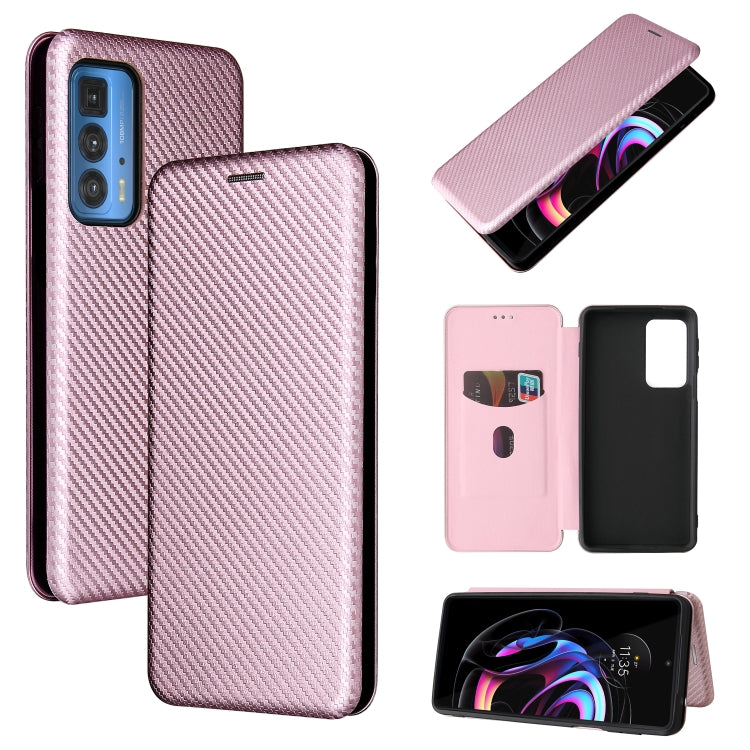 For Motorola Edge 20 Pro Carbon Fiber Texture Horizontal Flip TPU + PC + PU Leather Case with Card Slot