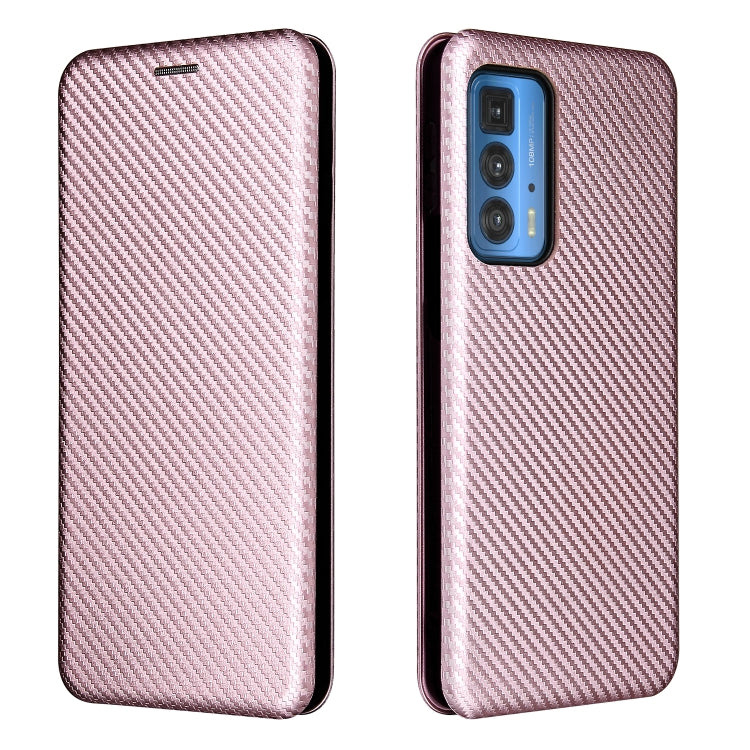 For Motorola Edge 20 Pro Carbon Fiber Texture Horizontal Flip TPU + PC + PU Leather Case with Card Slot