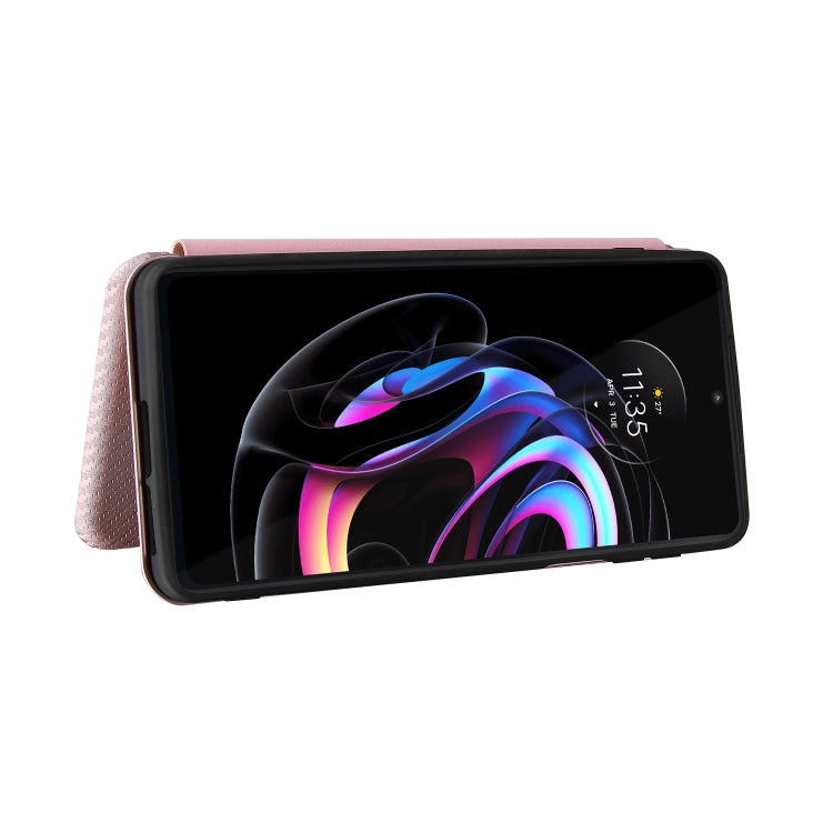 For Motorola Edge 20 Pro Carbon Fiber Texture Horizontal Flip TPU + PC + PU Leather Case with Card Slot