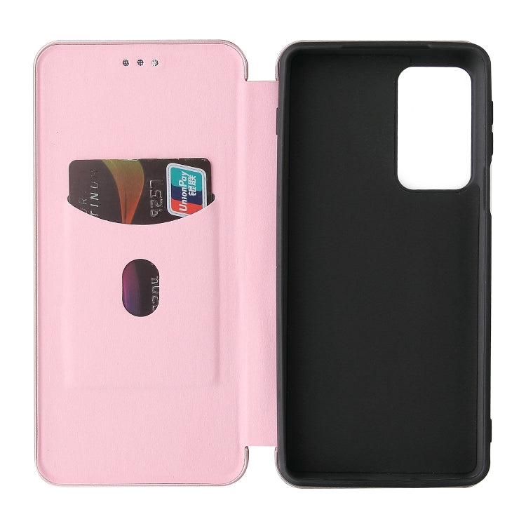 For Motorola Edge 20 Pro Carbon Fiber Texture Horizontal Flip TPU + PC + PU Leather Case with Card Slot