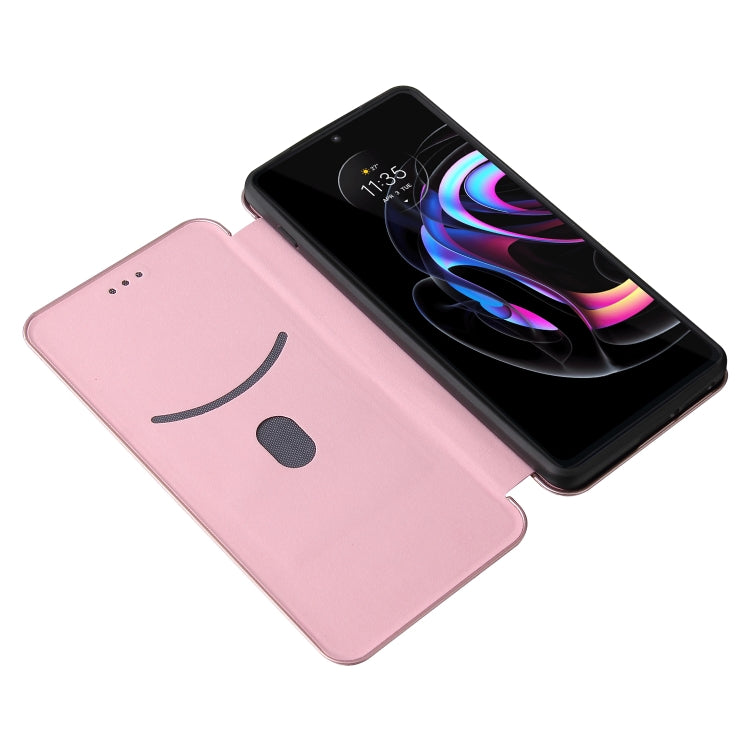 For Motorola Edge 20 Pro Carbon Fiber Texture Horizontal Flip TPU + PC + PU Leather Case with Card Slot