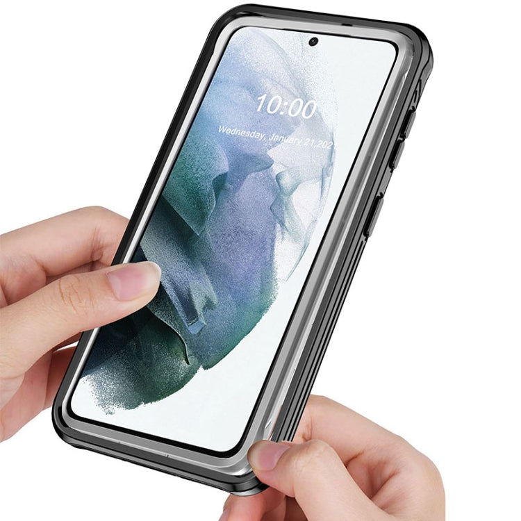 For Samsung Galaxy S21 5G Waterproof Dustproof Shockproof Transparent Acrylic Protective Case(Black)